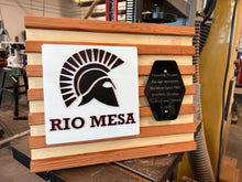 Load image into Gallery viewer, Rio Mesa Heritage Sign - Feature Reclaimed Lumber from the Gym&#39;s Bleachers
